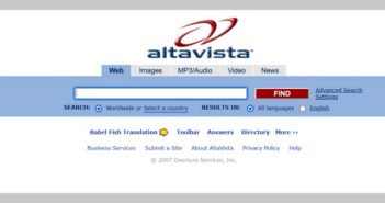 Startseite von AltaVista aus 2007. (Foto: screenshot, Memento vom 13. Juli 2007 von archive.com)